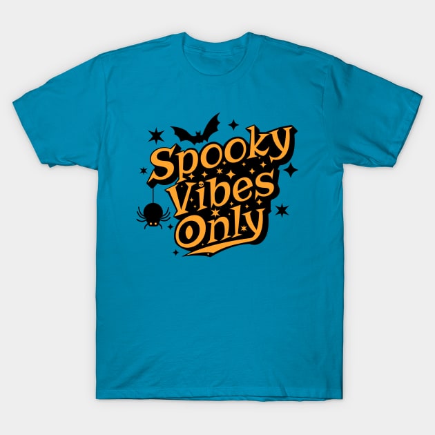 Spooky Vibes Only Orange and Black Halloween T-Shirt by Brobocop